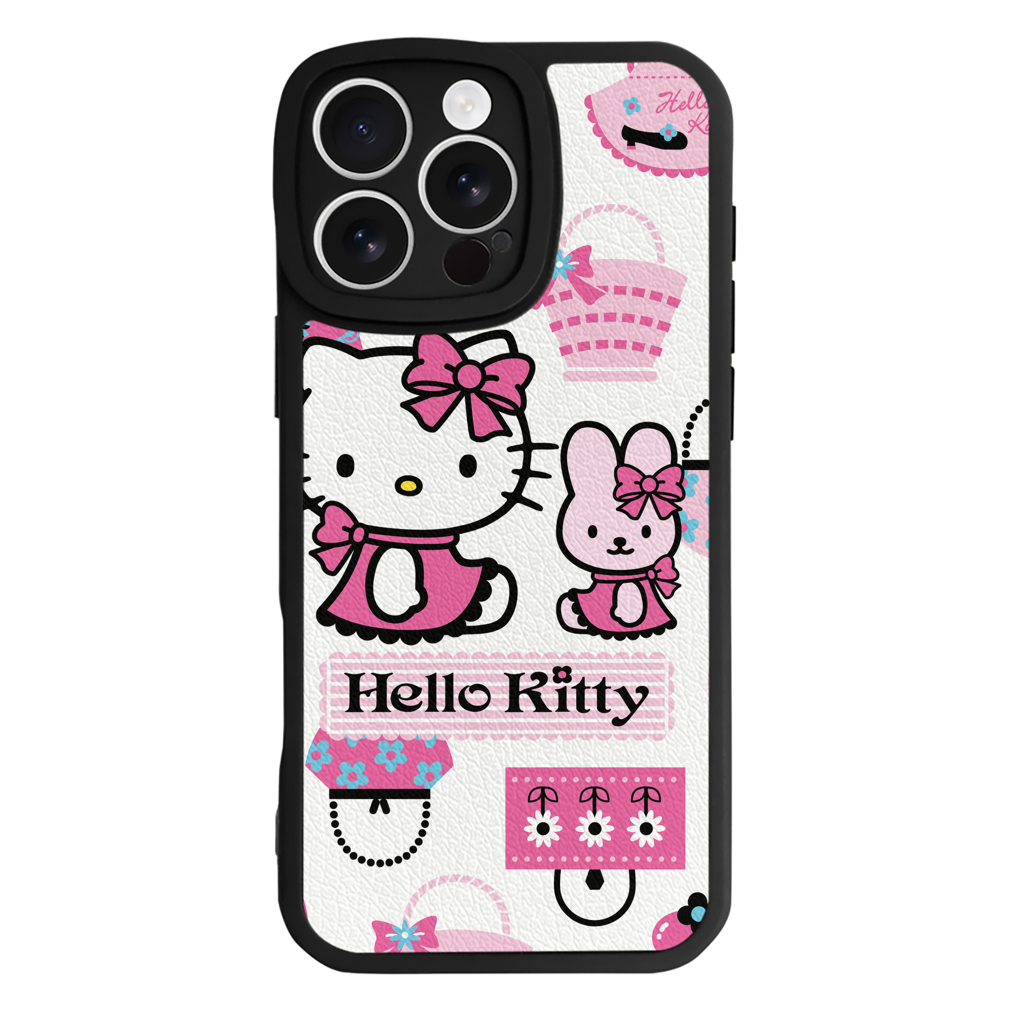 （画像用） Hello Kitty ハローキティ 【iPhone 16シリーズ対応】シリコンスマホケース（レザー調） 材質：シリコン